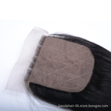 4x4 Silk Lace Base Closure Straight 100% Brazilian Human Hair Transparent Lace Closure HD Lace Closure